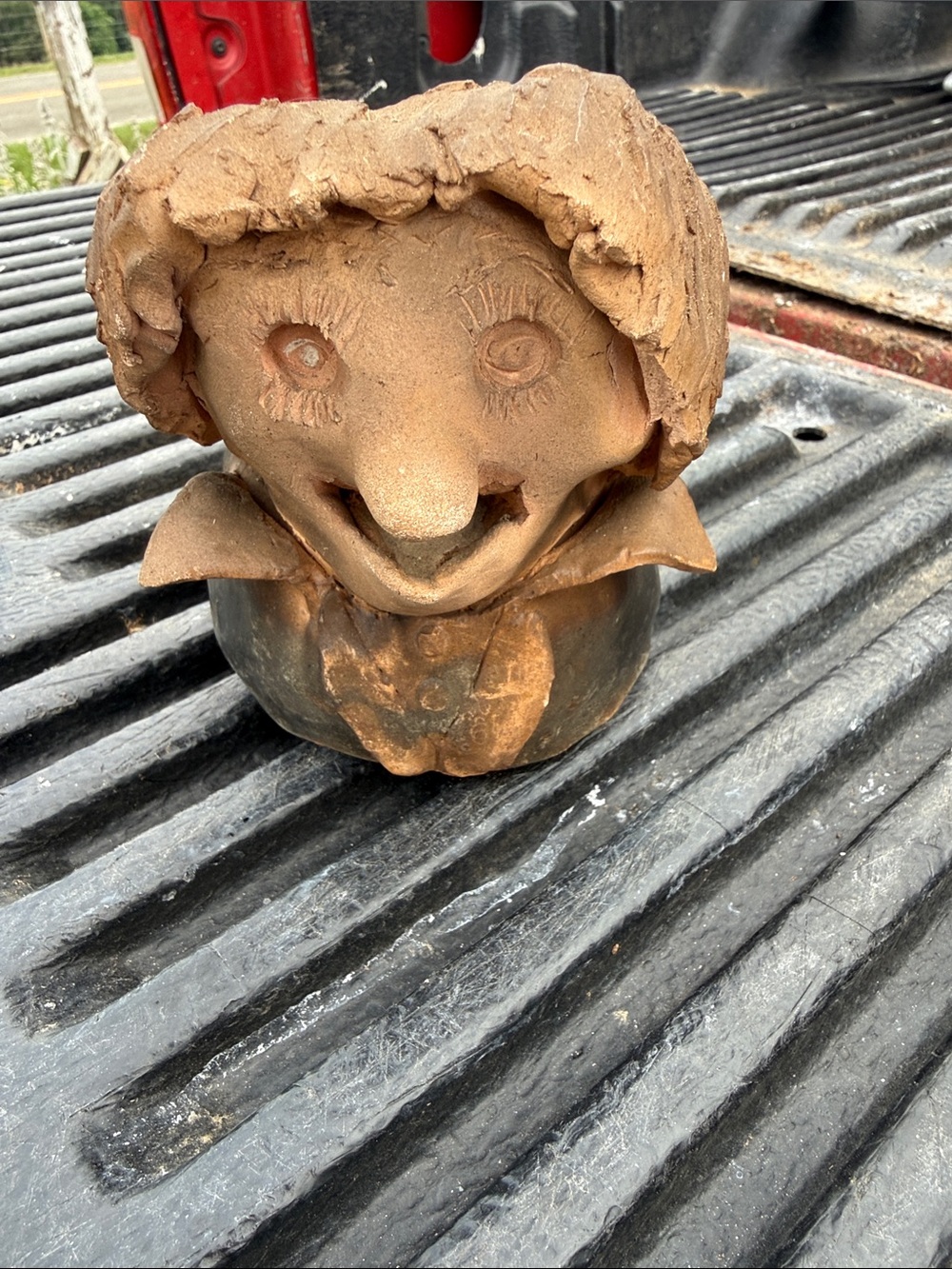 Handcrafted Rustic Brown Terracotta Figurine Accent